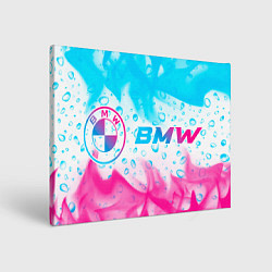 Картина прямоугольная BMW neon gradient style: надпись и символ