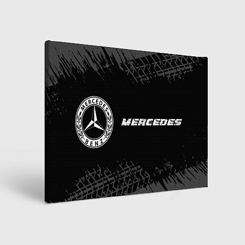 Картина прямоугольная Mercedes speed на темном фоне со следами шин: надп / 3D-принт – фото 1