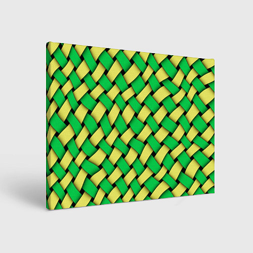 Картина прямоугольная Жёлто-зелёная плетёнка - оптическая иллюзия / 3D-принт – фото 1