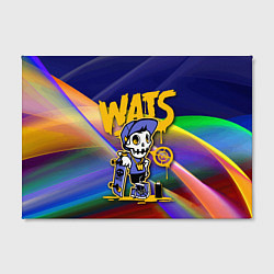 Холст прямоугольный Whats - скелет со скейтбордом - граффити, цвет: 3D-принт — фото 2