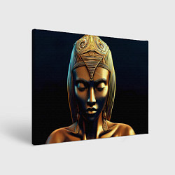 Холст прямоугольный Нейросеть - золотая статуя египетской царицы, цвет: 3D-принт