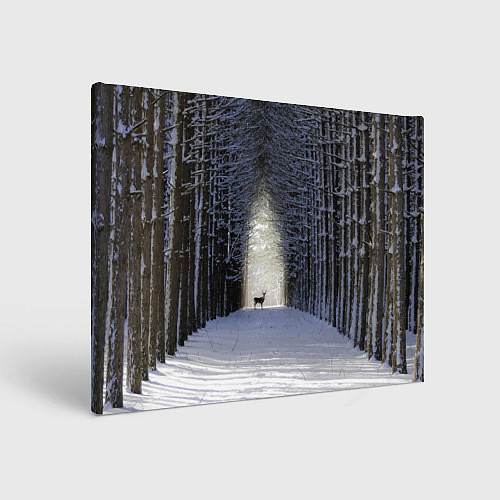 Картина прямоугольная Олень в зимнем лесу / 3D-принт – фото 1
