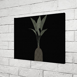 Холст прямоугольный Крупные листья в вазе на чёрном фоне, цвет: 3D-принт — фото 2