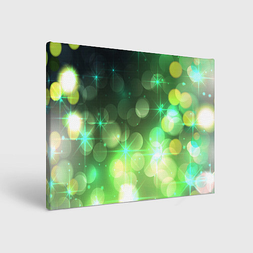 Картина прямоугольная Неоновый зеленый блеск и черный фон / 3D-принт – фото 1