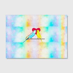 Холст прямоугольный Влюбленные волнистые попугайчики, цвет: 3D-принт — фото 2