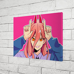 Холст прямоугольный Пауэр с рожками - человек-бензопила, цвет: 3D-принт — фото 2