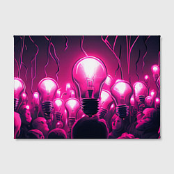 Холст прямоугольный Абстрактные идеи в виде лампочек у людей в неоново, цвет: 3D-принт — фото 2