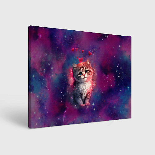 Картина прямоугольная Космически котенок / 3D-принт – фото 1