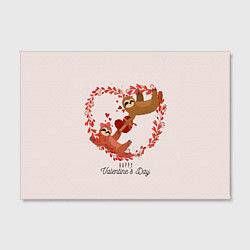 Холст прямоугольный Милая пара ленивцев в день святого валентина, цвет: 3D-принт — фото 2