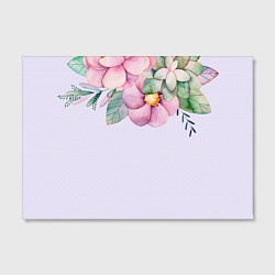 Холст прямоугольный Пастельные цветы акварелью - наверху, цвет: 3D-принт — фото 2