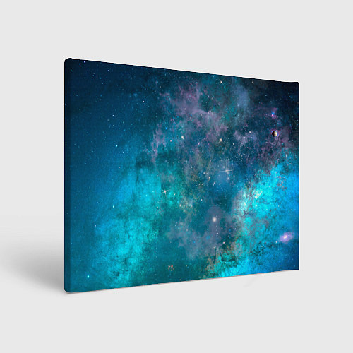 Картина прямоугольная Абстрактный светло-синий космос и звёзды / 3D-принт – фото 1