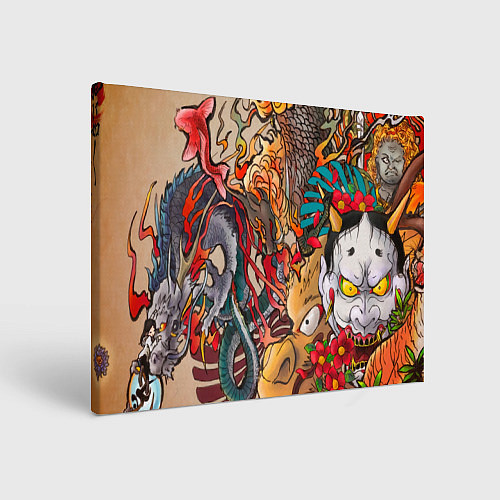 Картина прямоугольная Иредзуми: демон и дракон / 3D-принт – фото 1