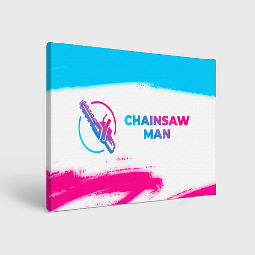 Картина прямоугольная Chainsaw Man neon gradient style: надпись и символ / 3D-принт – фото 1