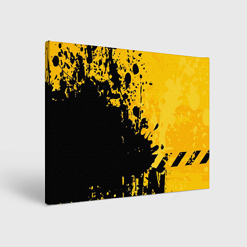 Картина прямоугольная Пятна черной краски на желтом фоне / 3D-принт – фото 1