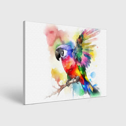 Холст прямоугольный Разноцветный акварельный попугай, цвет: 3D-принт