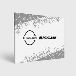Картина прямоугольная Nissan speed на светлом фоне со следами шин: надпи