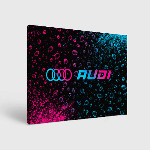 Картина прямоугольная Audi - neon gradient: надпись и символ / 3D-принт – фото 1