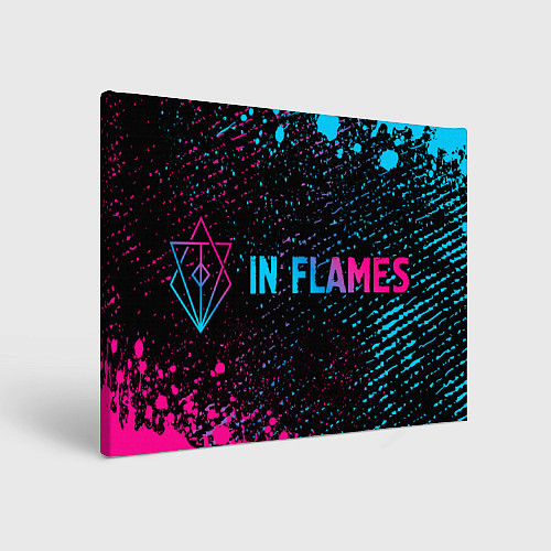 Картина прямоугольная In Flames - neon gradient: надпись и символ / 3D-принт – фото 1