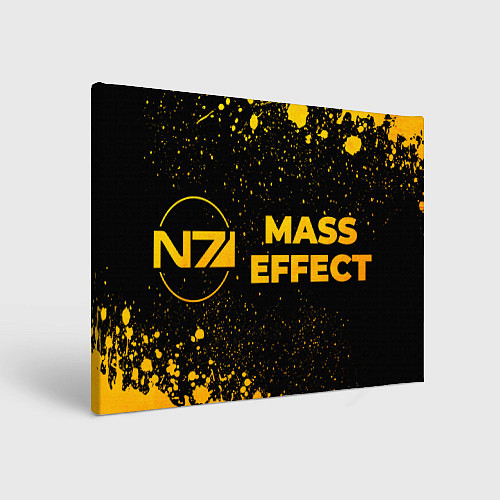 Картина прямоугольная Mass Effect - gold gradient: надпись и символ / 3D-принт – фото 1