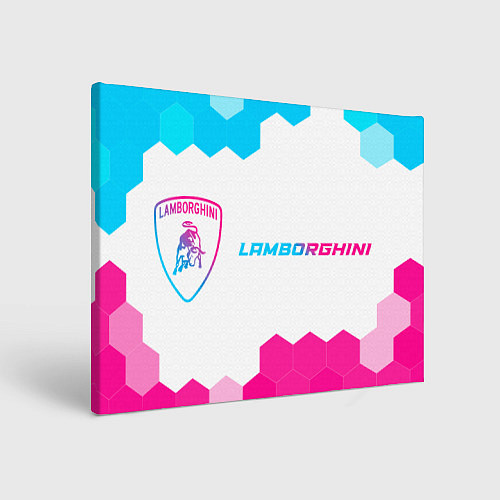 Картина прямоугольная Lamborghini neon gradient style: надпись и символ / 3D-принт – фото 1