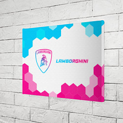 Холст прямоугольный Lamborghini neon gradient style: надпись и символ, цвет: 3D-принт — фото 2