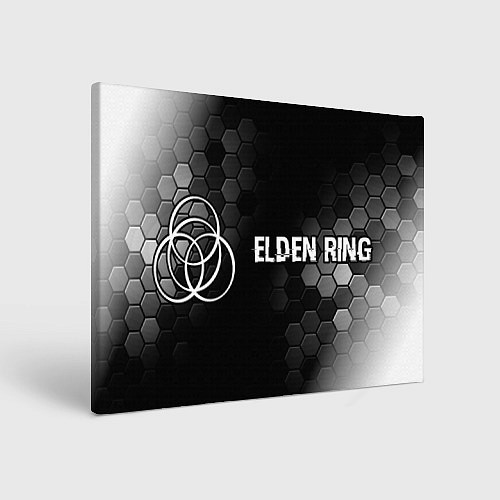 Картина прямоугольная Elden Ring glitch на темном фоне: надпись и символ / 3D-принт – фото 1