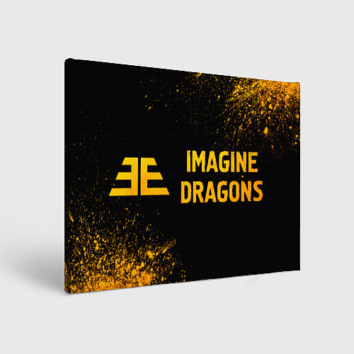Картина прямоугольная Imagine Dragons - gold gradient: надпись и символ / 3D-принт – фото 1