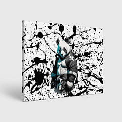 Холст прямоугольный Panda samurai on the background of blots, цвет: 3D-принт