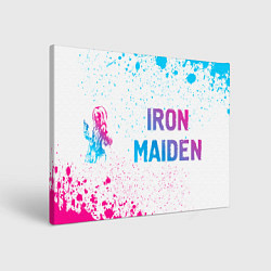 Картина прямоугольная Iron Maiden neon gradient style: надпись и символ