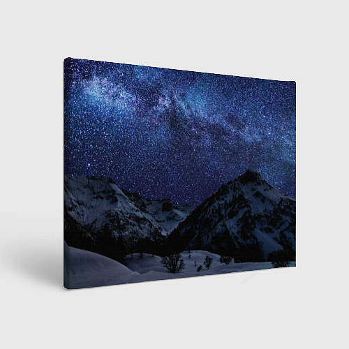 Картина прямоугольная Снежные горы и космос / 3D-принт – фото 1