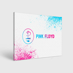 Холст прямоугольный Pink Floyd neon gradient style: надпись и символ, цвет: 3D-принт
