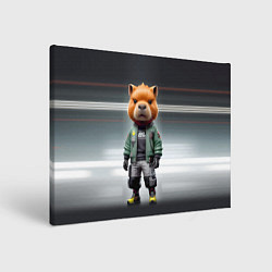 Холст прямоугольный Capy - cool dude - cyberpunk, цвет: 3D-принт