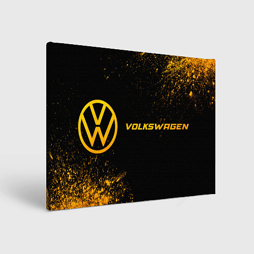 Картина прямоугольная Volkswagen - gold gradient: надпись и символ / 3D-принт – фото 1