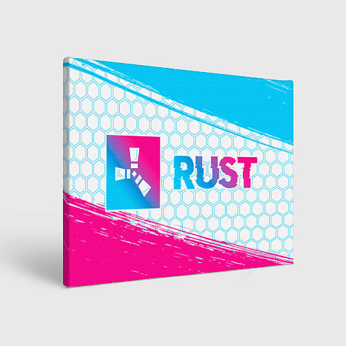 Картина прямоугольная Rust neon gradient style: надпись и символ / 3D-принт – фото 1