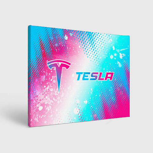 Картина прямоугольная Tesla neon gradient style: надпись и символ / 3D-принт – фото 1