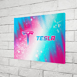 Холст прямоугольный Tesla neon gradient style: надпись и символ, цвет: 3D-принт — фото 2