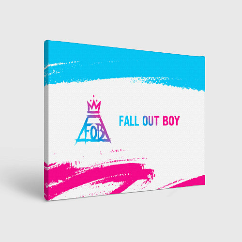 Картина прямоугольная Fall Out Boy neon gradient style: надпись и символ / 3D-принт – фото 1