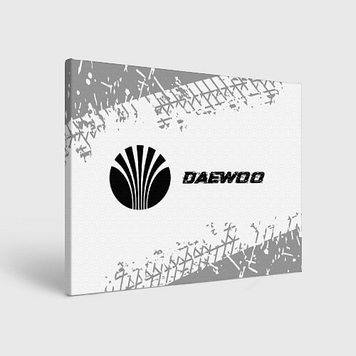 Картина прямоугольная Daewoo speed на светлом фоне со следами шин: надпи / 3D-принт – фото 1