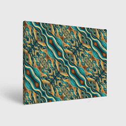Холст прямоугольный Голубые и оранжевые переливы, цвет: 3D-принт