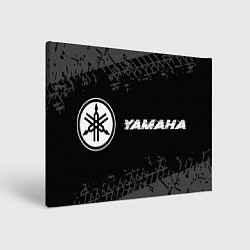 Картина прямоугольная Yamaha speed на темном фоне со следами шин: надпис