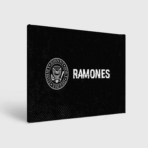 Картина прямоугольная Ramones glitch на темном фоне: надпись и символ / 3D-принт – фото 1