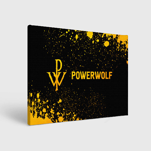 Картина прямоугольная Powerwolf - gold gradient: надпись и символ / 3D-принт – фото 1