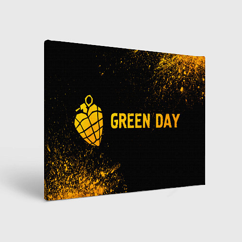 Картина прямоугольная Green Day - gold gradient: надпись и символ / 3D-принт – фото 1