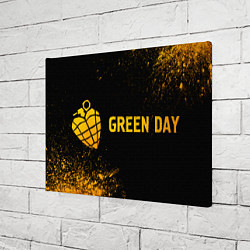 Холст прямоугольный Green Day - gold gradient: надпись и символ, цвет: 3D-принт — фото 2