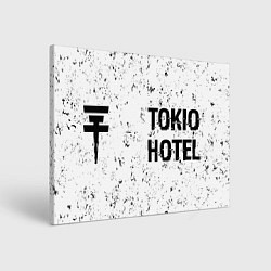 Картина прямоугольная Tokio Hotel glitch на светлом фоне: надпись и симв