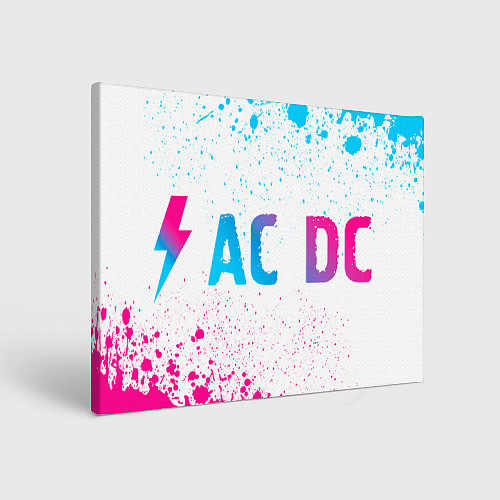 Картина прямоугольная AC DC neon gradient style: надпись и символ / 3D-принт – фото 1