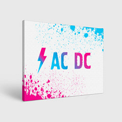 Холст прямоугольный AC DC neon gradient style: надпись и символ, цвет: 3D-принт