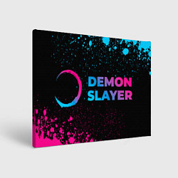 Картина прямоугольная Demon Slayer - neon gradient: надпись и символ