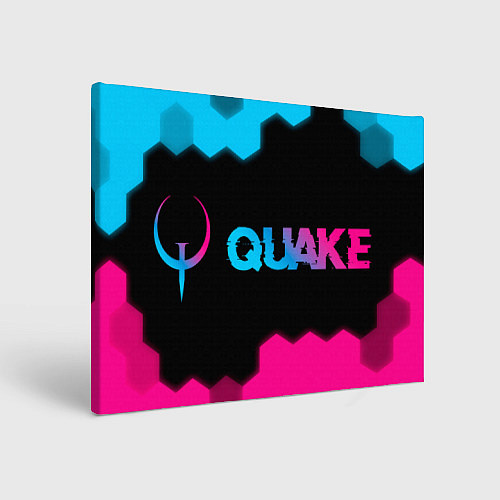 Картина прямоугольная Quake - neon gradient: надпись и символ / 3D-принт – фото 1