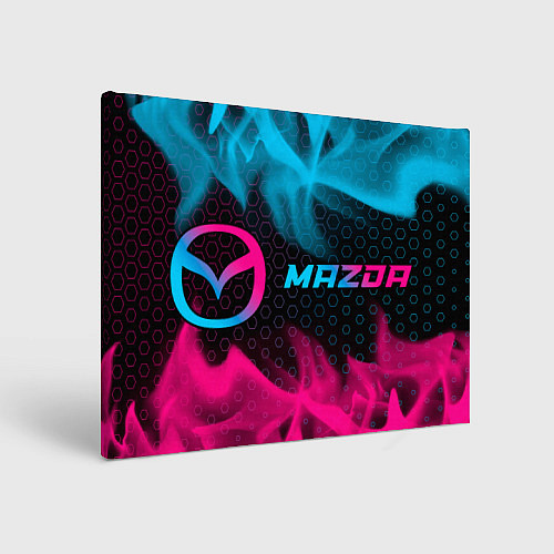 Картина прямоугольная Mazda - neon gradient: надпись и символ / 3D-принт – фото 1